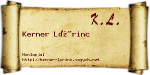 Kerner Lőrinc névjegykártya