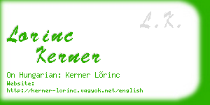lorinc kerner business card